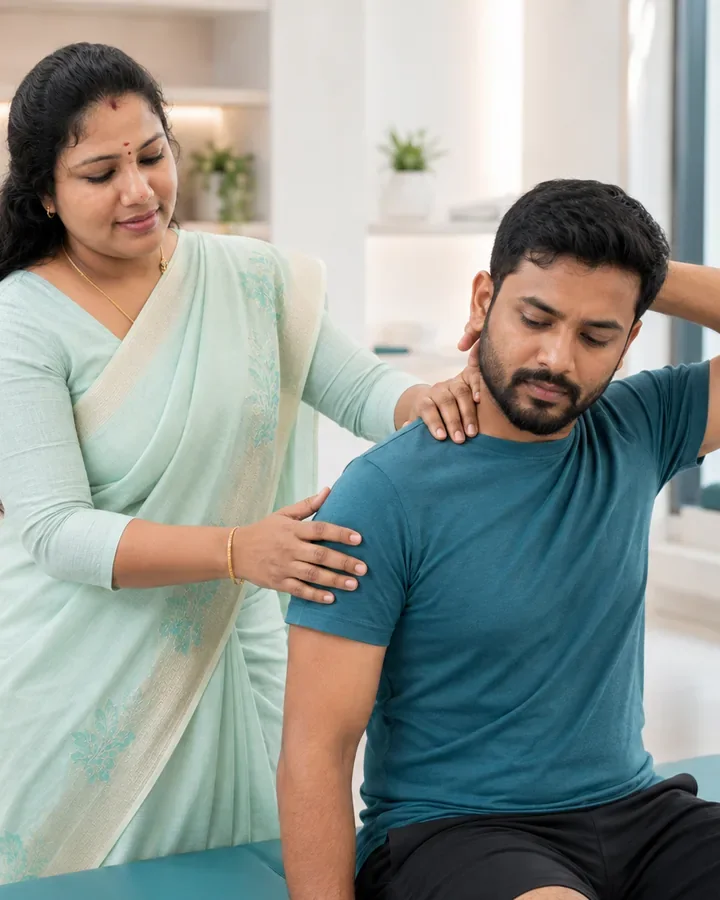 Neck pain physiotherapy care at Sri Sashti Physiotherapy Clinic